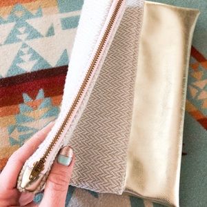 Handmade Gold & Cream Clutch